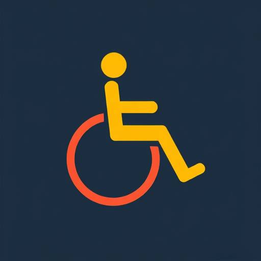 Icono internacional de accesibilidad, una figura estilizada en una silla de ruedas.