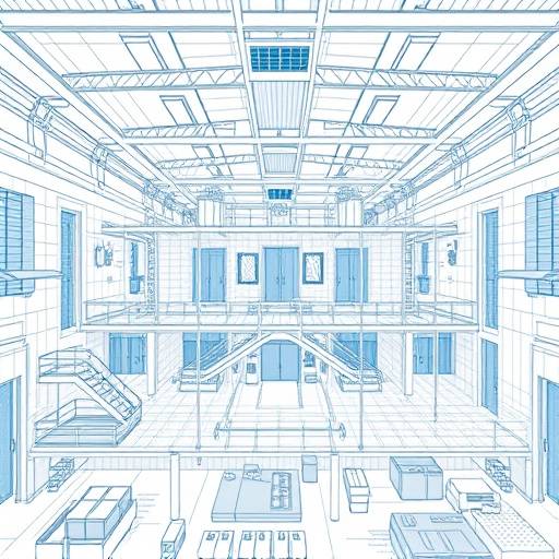 Un conjunto de planos arquitect贸nicos detallados para una prisi贸n moderna.
